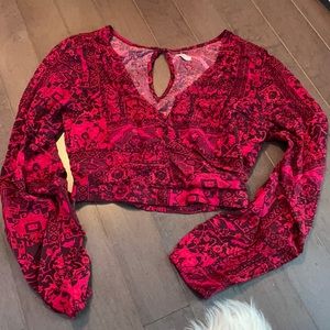 Hollister red v neck blouse